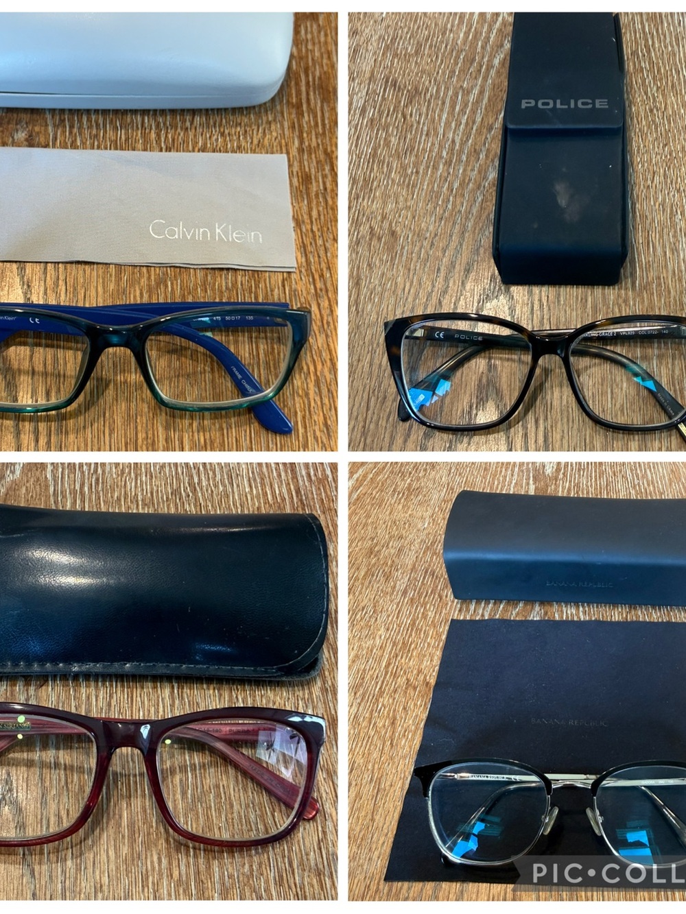 4 Pair Designer Eyeglass Frames Bundle-Calvin Klein, Police, Christian Siriano